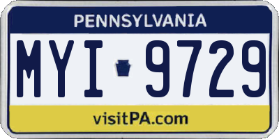 PA license plate MYI9729