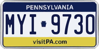 PA license plate MYI9730