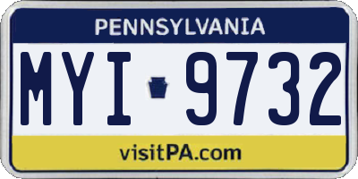 PA license plate MYI9732