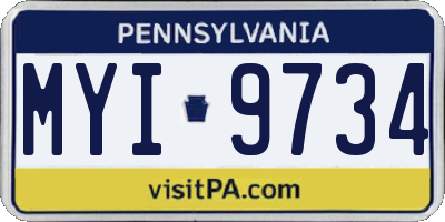 PA license plate MYI9734