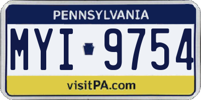 PA license plate MYI9754