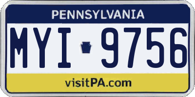PA license plate MYI9756