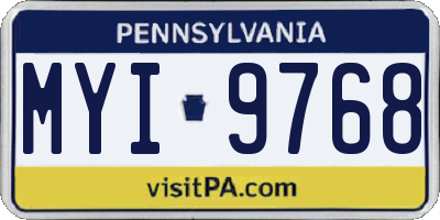 PA license plate MYI9768