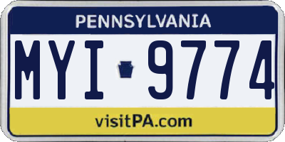 PA license plate MYI9774