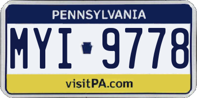 PA license plate MYI9778