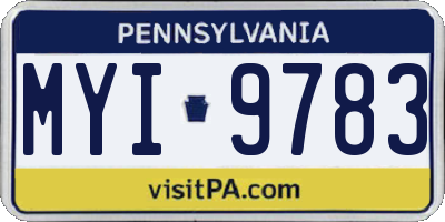 PA license plate MYI9783