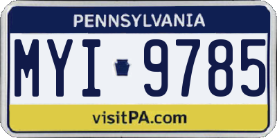 PA license plate MYI9785