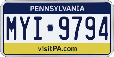 PA license plate MYI9794