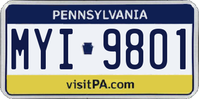 PA license plate MYI9801