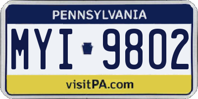 PA license plate MYI9802