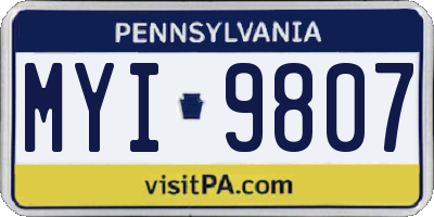 PA license plate MYI9807