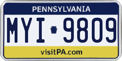 PA license plate MYI9809