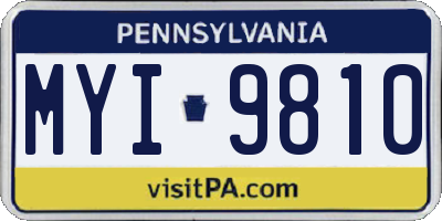 PA license plate MYI9810