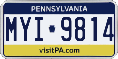 PA license plate MYI9814