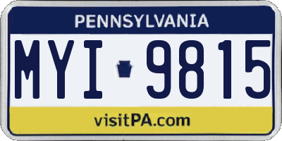 PA license plate MYI9815