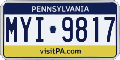 PA license plate MYI9817