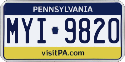 PA license plate MYI9820
