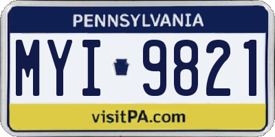 PA license plate MYI9821