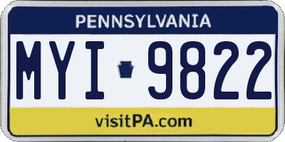 PA license plate MYI9822