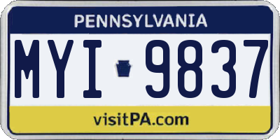 PA license plate MYI9837