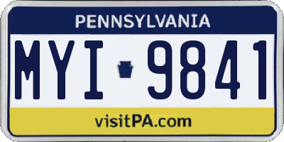 PA license plate MYI9841