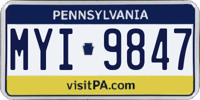 PA license plate MYI9847