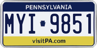 PA license plate MYI9851