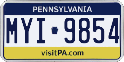 PA license plate MYI9854