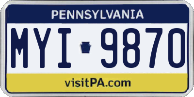 PA license plate MYI9870