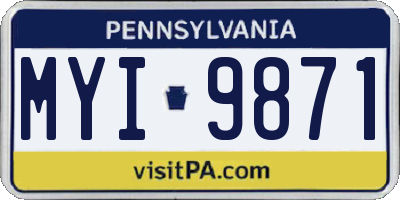 PA license plate MYI9871