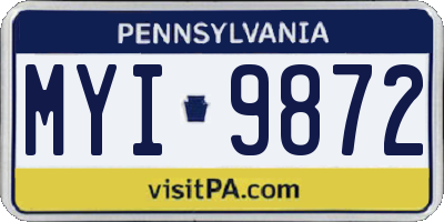 PA license plate MYI9872