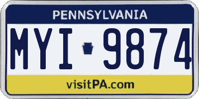 PA license plate MYI9874