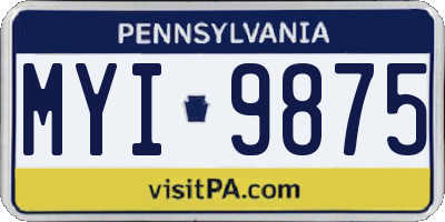 PA license plate MYI9875