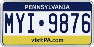 PA license plate MYI9876