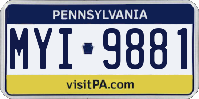 PA license plate MYI9881
