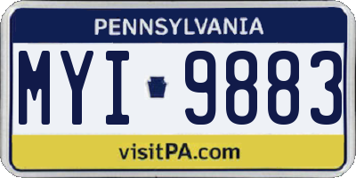 PA license plate MYI9883