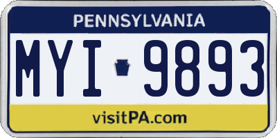 PA license plate MYI9893