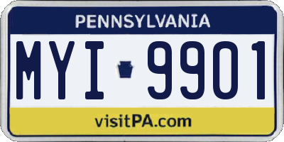 PA license plate MYI9901