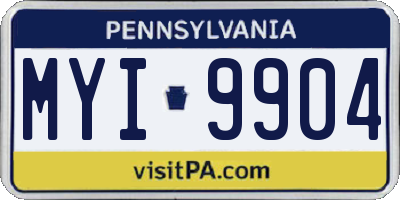 PA license plate MYI9904