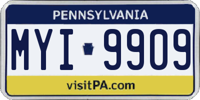 PA license plate MYI9909