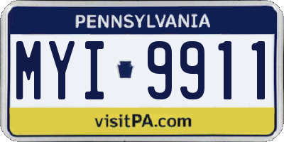 PA license plate MYI9911