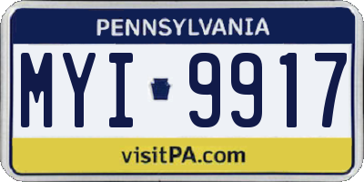 PA license plate MYI9917