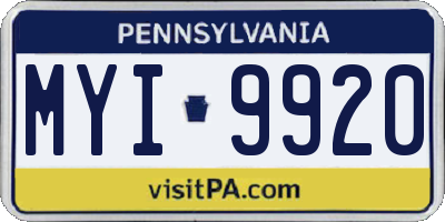 PA license plate MYI9920