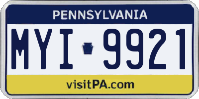 PA license plate MYI9921