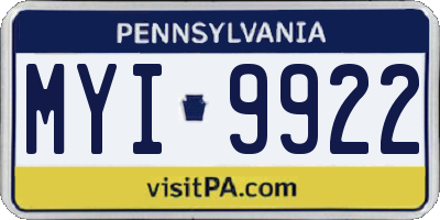 PA license plate MYI9922