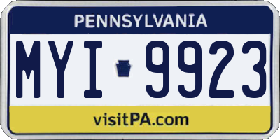 PA license plate MYI9923