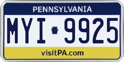 PA license plate MYI9925