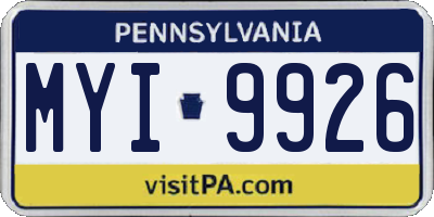 PA license plate MYI9926