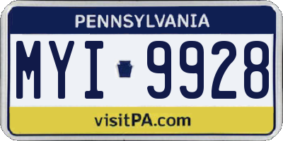 PA license plate MYI9928