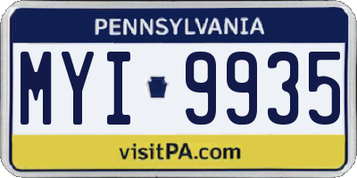 PA license plate MYI9935